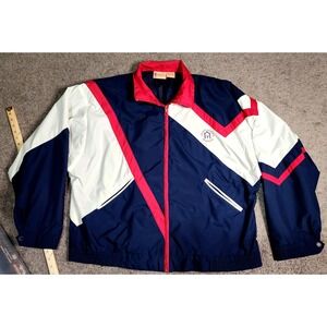 Vintage Antigua WINDBREAKER Men XXL Full Zip Color Block Jacket Embroidered LOGO
